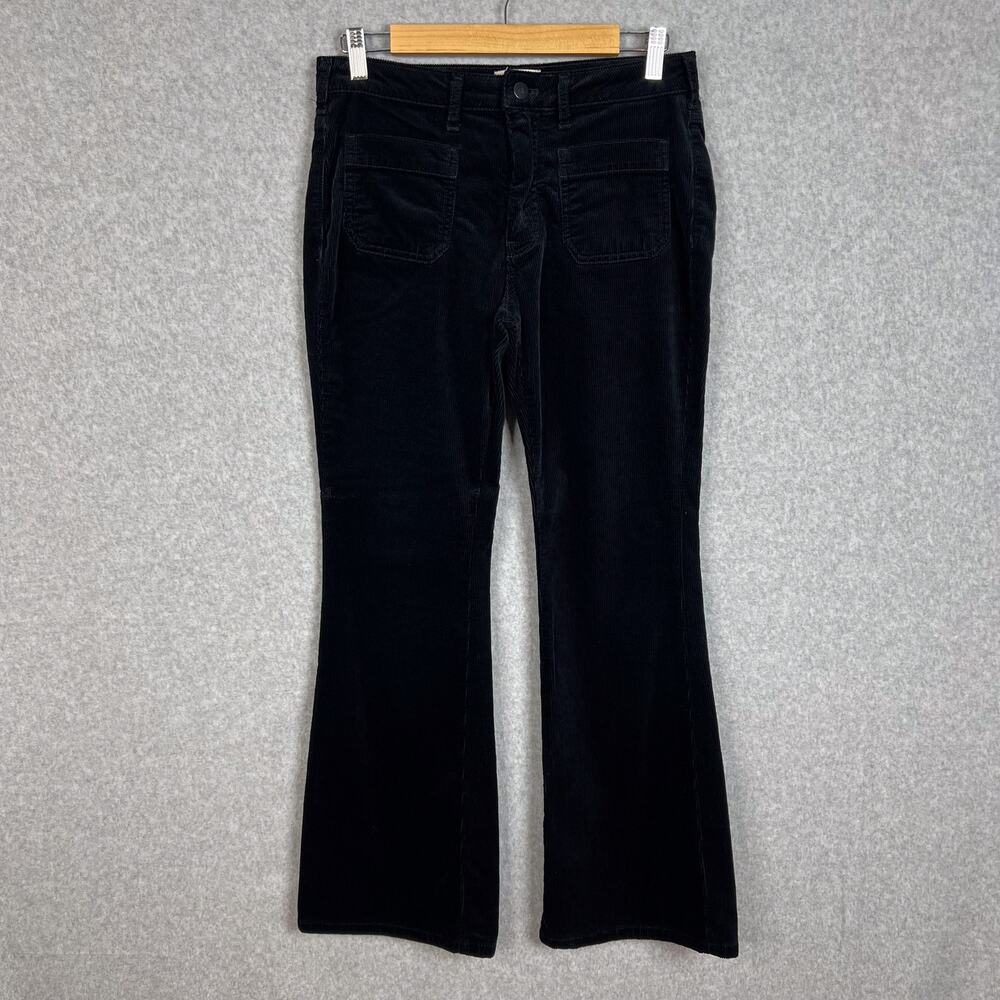 Anthropologie Pilcro Black The Icon Corduroy Mid Rise Flare Jeans Size 27 Petite
